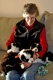 Three pups with Mary S