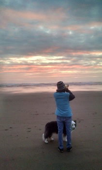 Kyler with Yuko at the beach